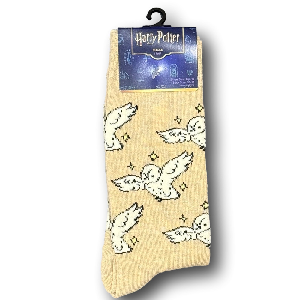 3/$20 Harry Potter Hedwig The Owl Funny Novelty Crew Socks - NWT
